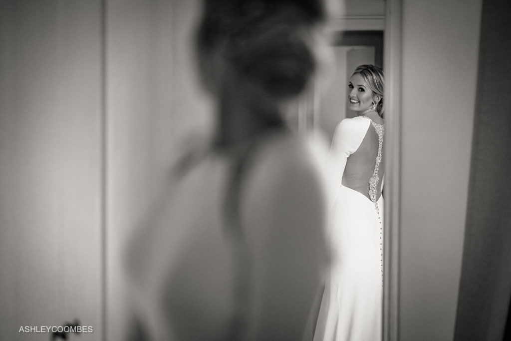 bride in mirror