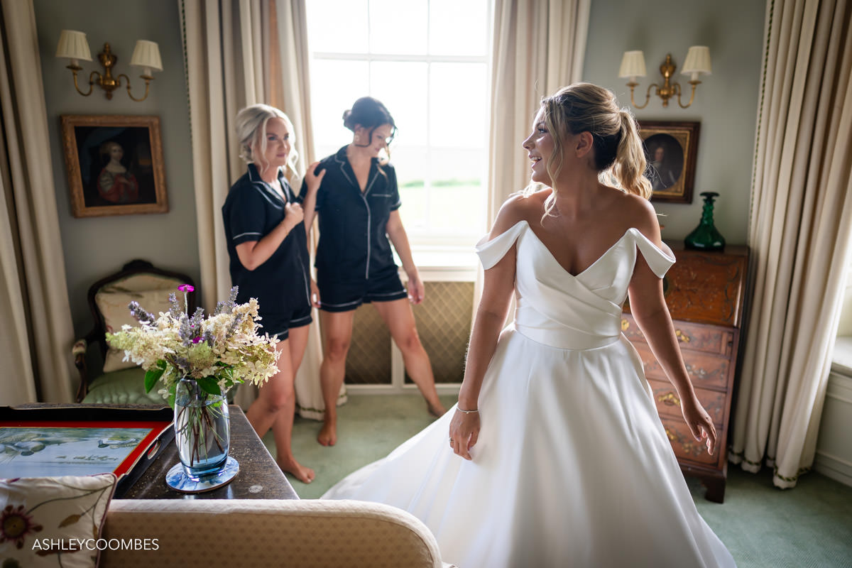 bride getting ready at Seasyde House near Byre at Inchyra