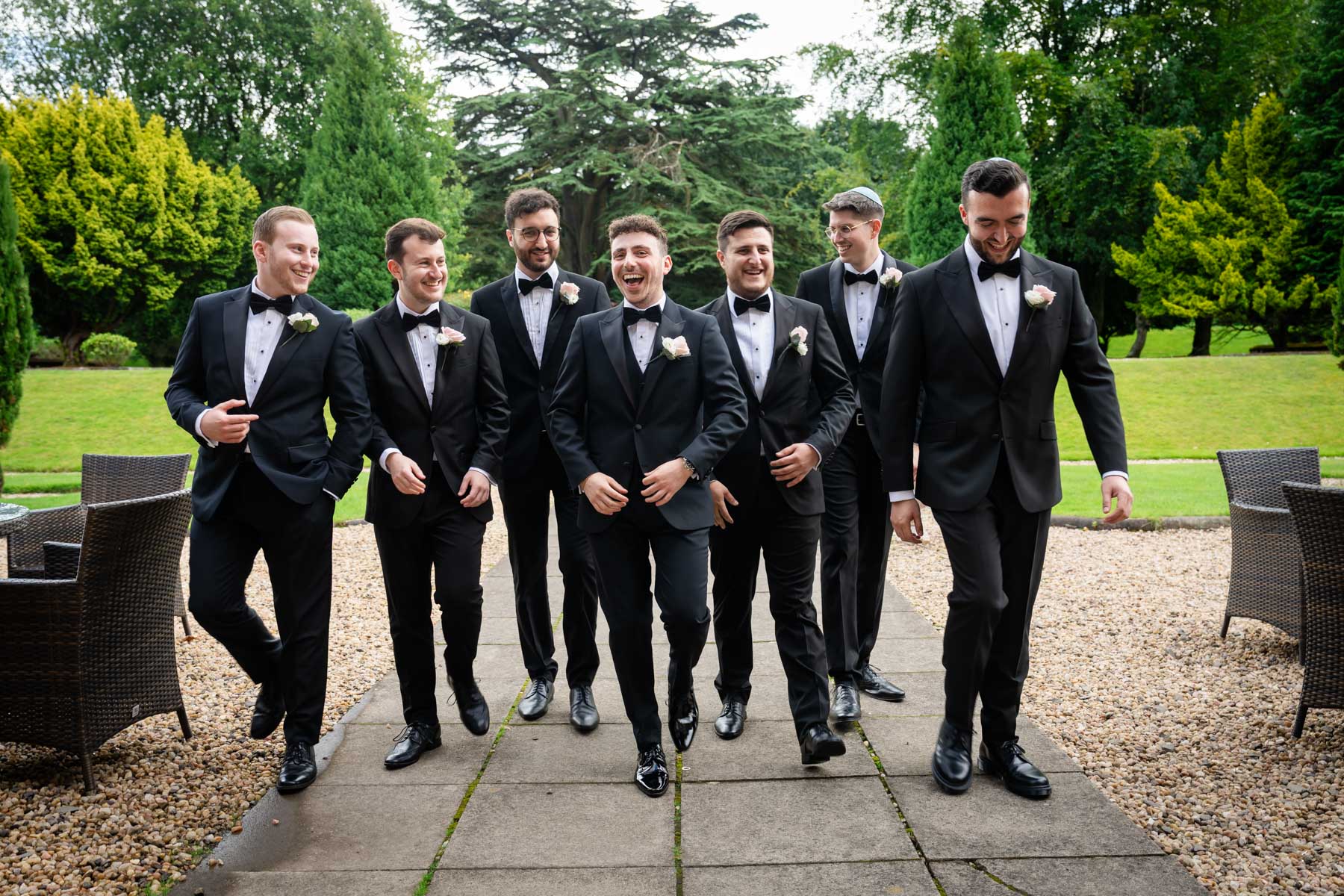 Groom and groomsmen arrive