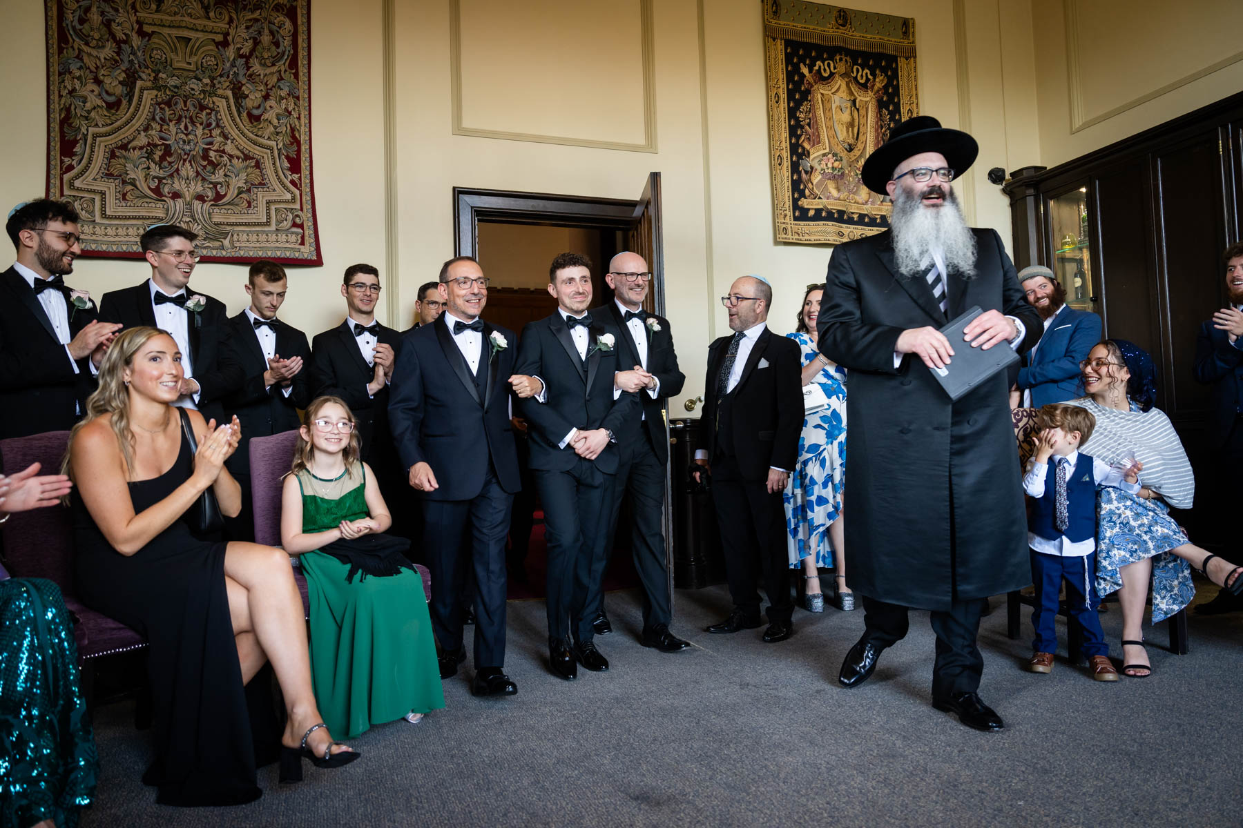 Jewish wedding groom arrives for bedeken