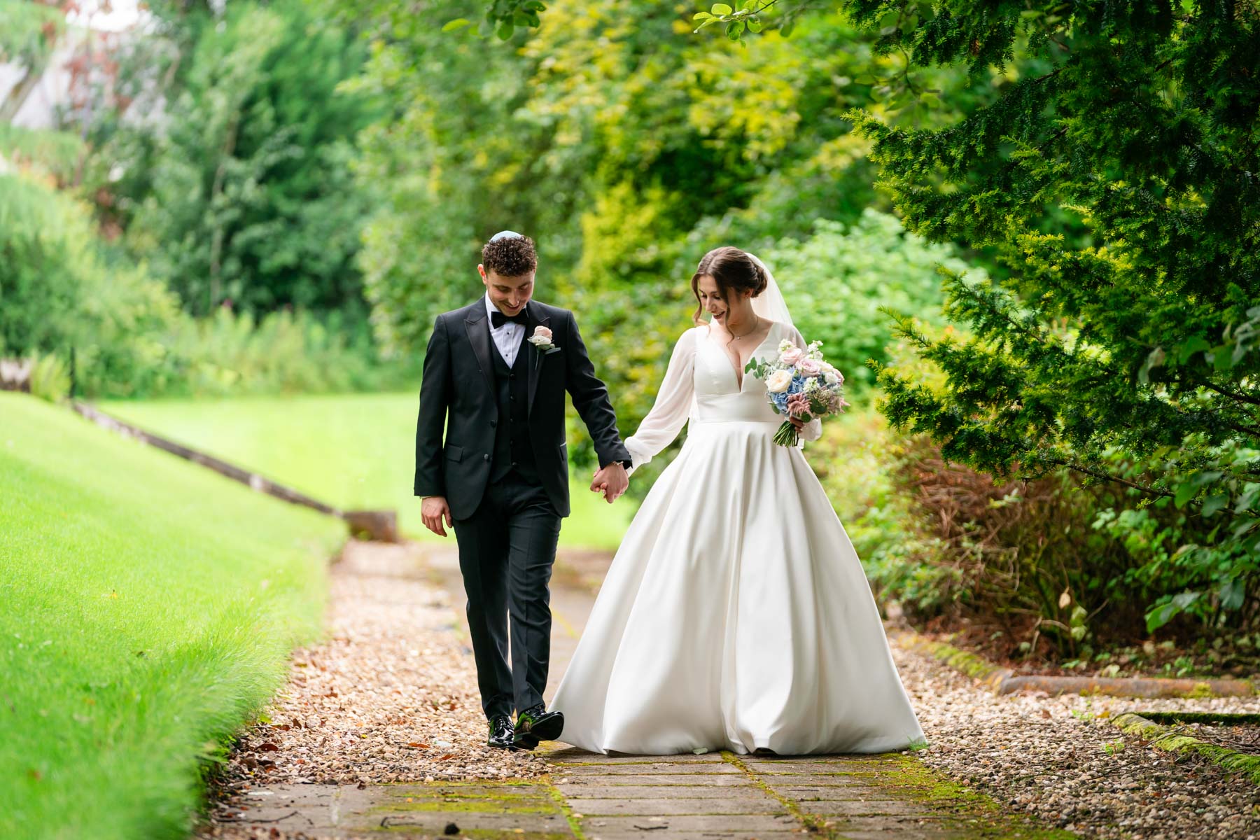 Jewish wedding at Mar Hall bride and groom portrait