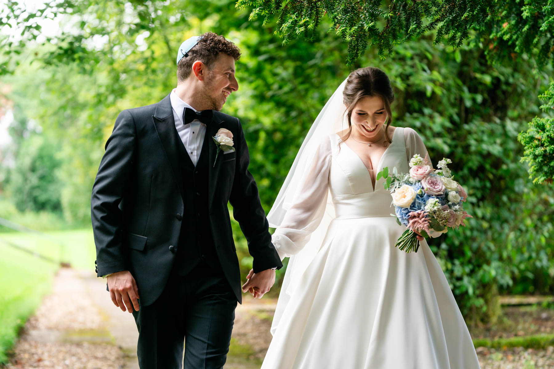 Jewish wedding at Mar Hall bride and groom portrait