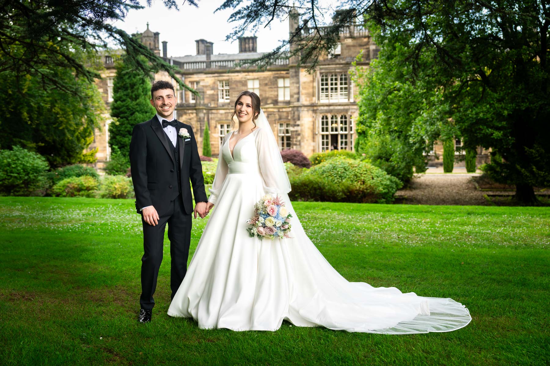 Jewish wedding at Mar Hall bride and groom portrait