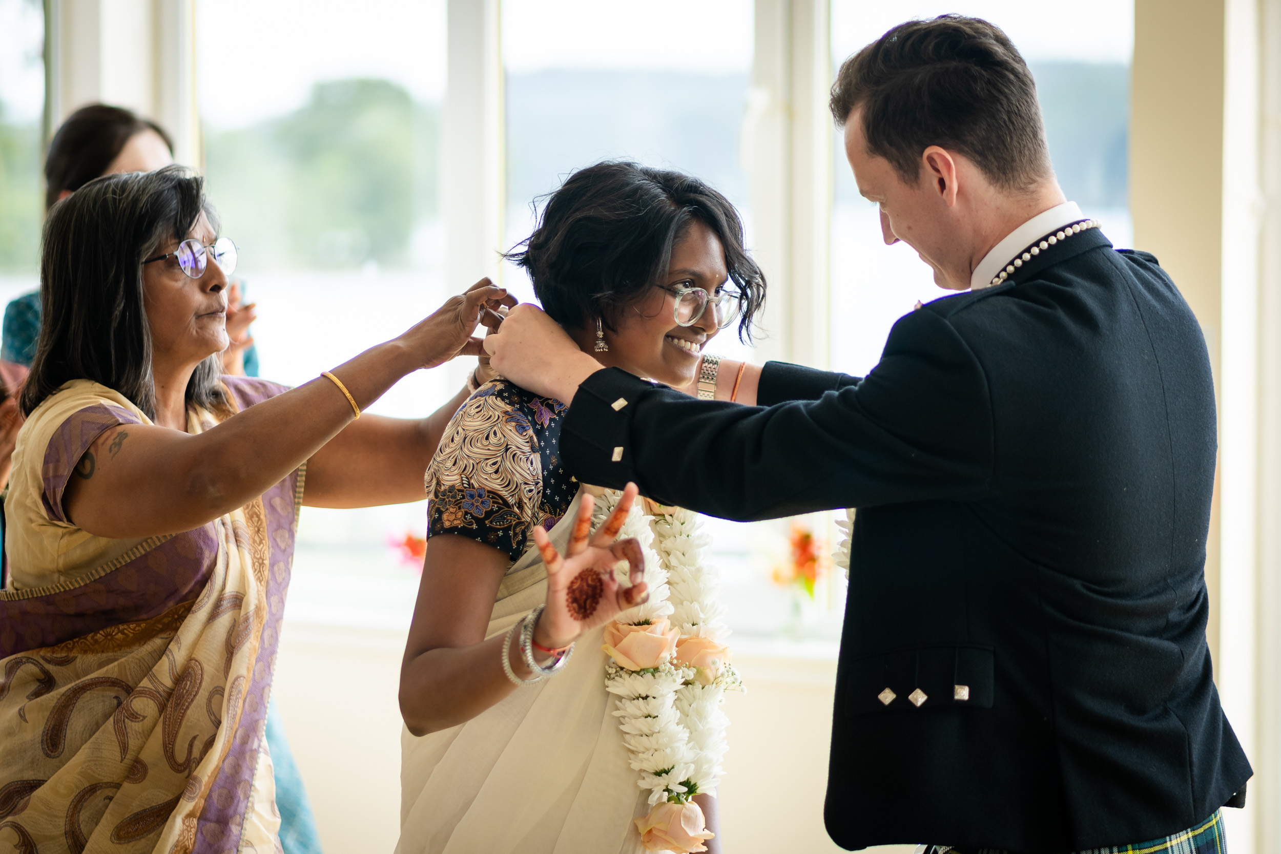 flower garlands at Scottish Indian Kinlochard wedding