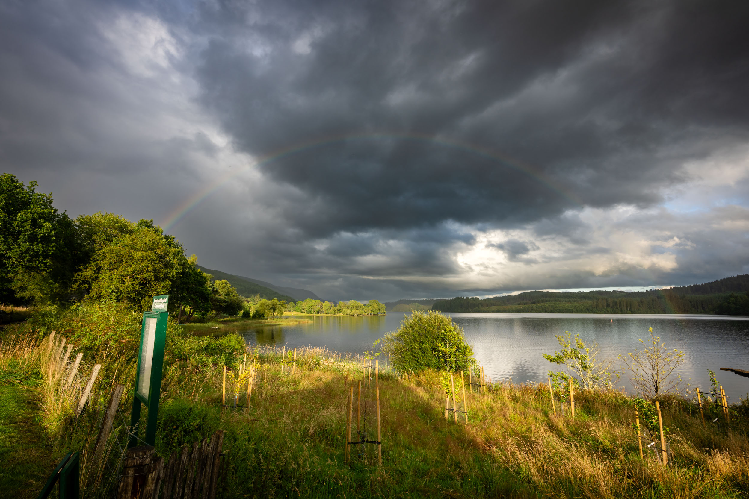 Kinlochard Village Hall wedding rainbow